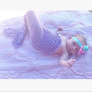 Newborn mermaid tail and head band